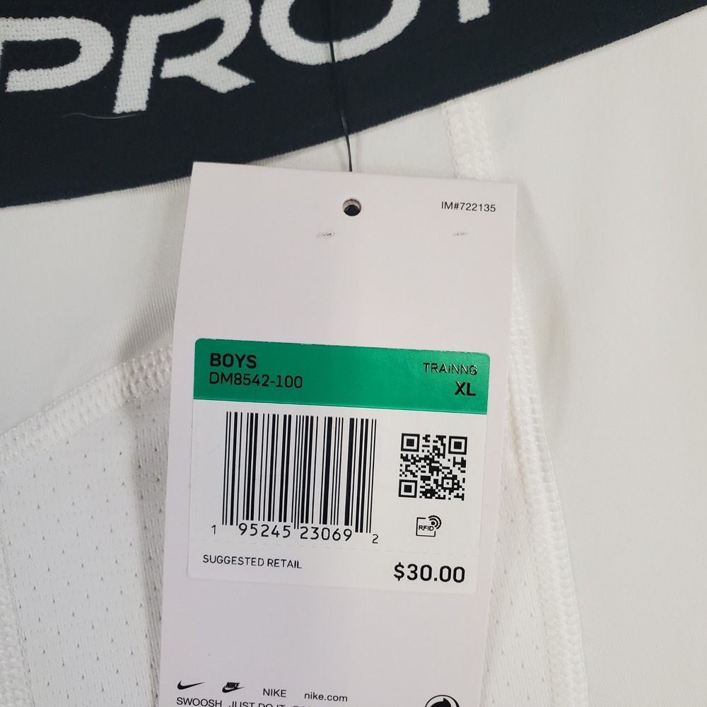 Nike Leggings Boys XL Nike Pro DM8542-100 White Tight Fit Base Layer NEW - Picture 2 of 8